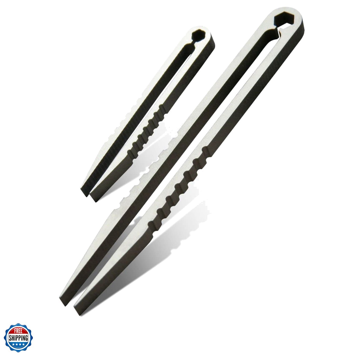 2pcs Mini Tweezers Portable Titanium Alloy EDC Survival Camping Outdoor Trave…