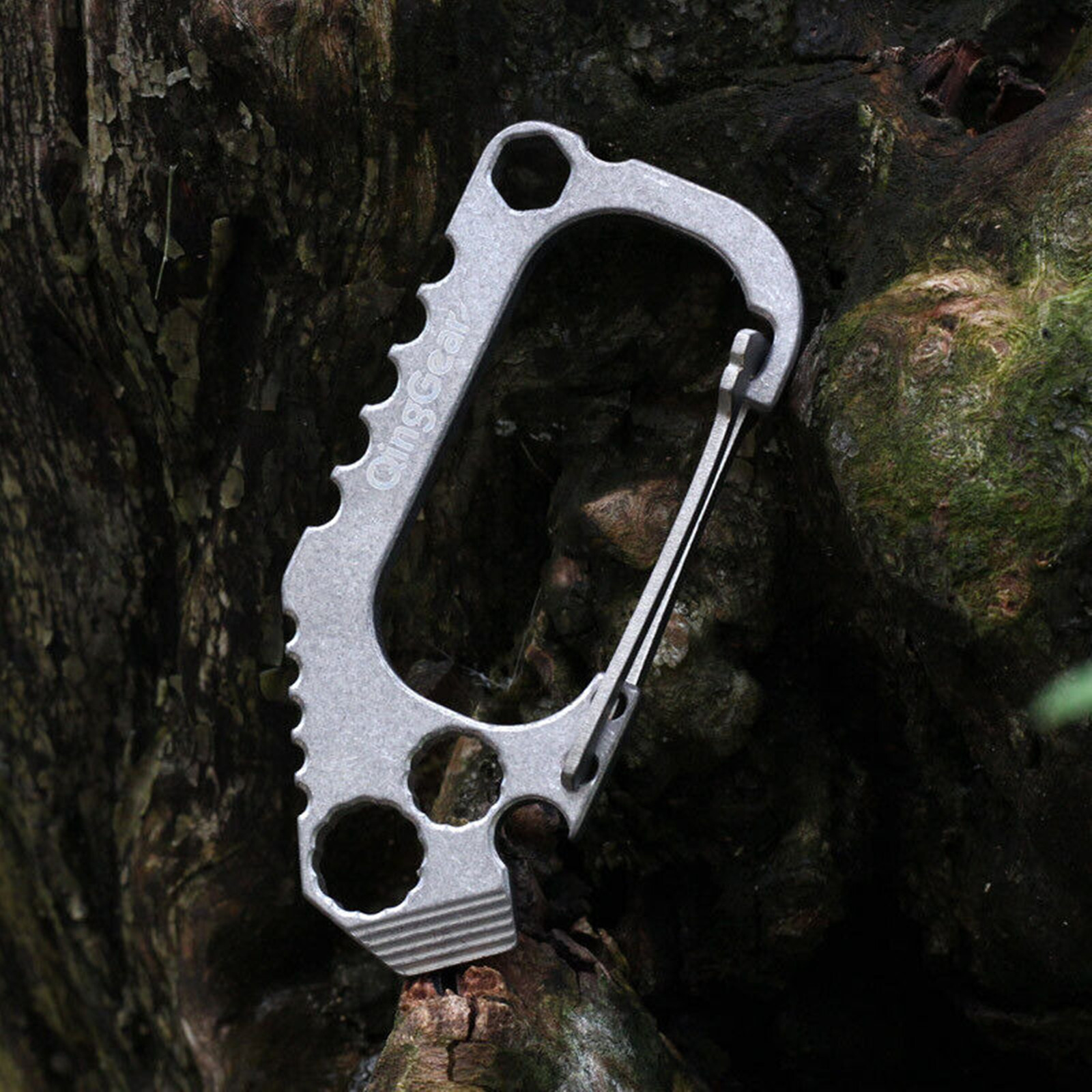 Titanium Alloy Keychain Carabiner Bottle Opener EDC Crowbar 88*40mm Multi Tool