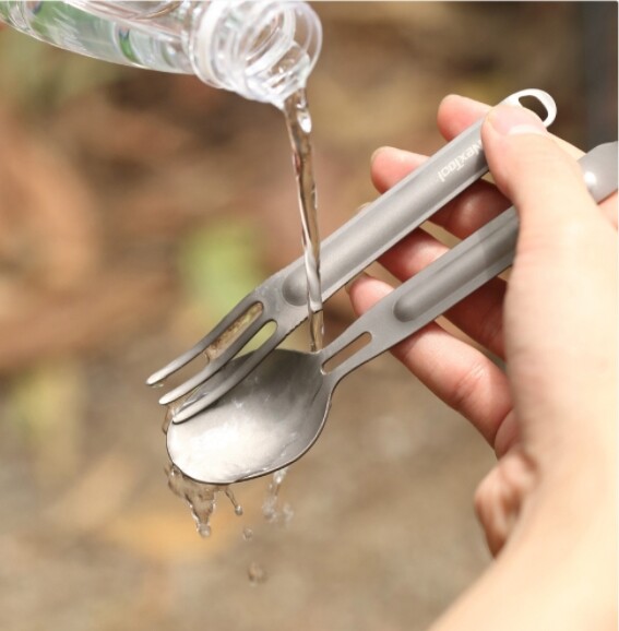EDC 1 Set Creative Titanium Tableware Portable Spoon + Fork Home Kitchen Tools