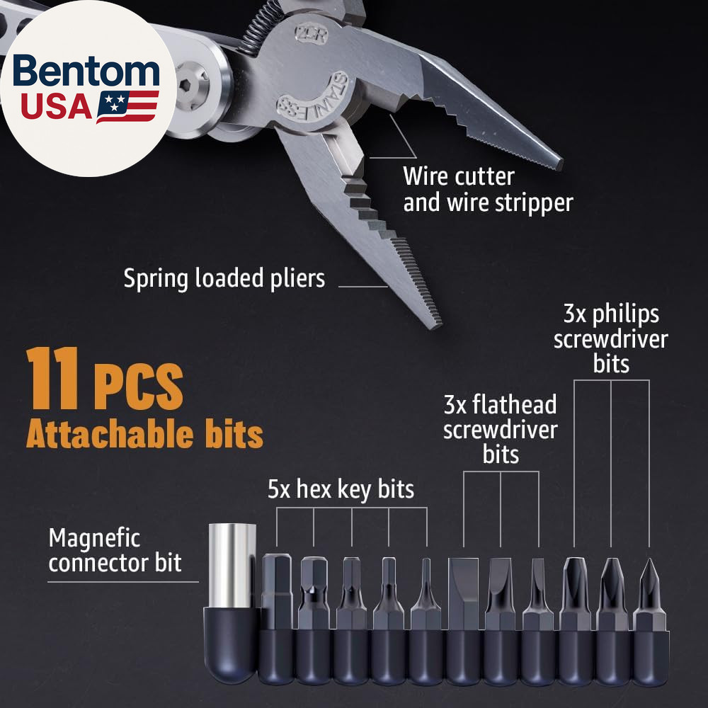 24-In-1 Multitool with Knife, Pliers & 11 Bits Sharp Stainless Steel – Multi Too