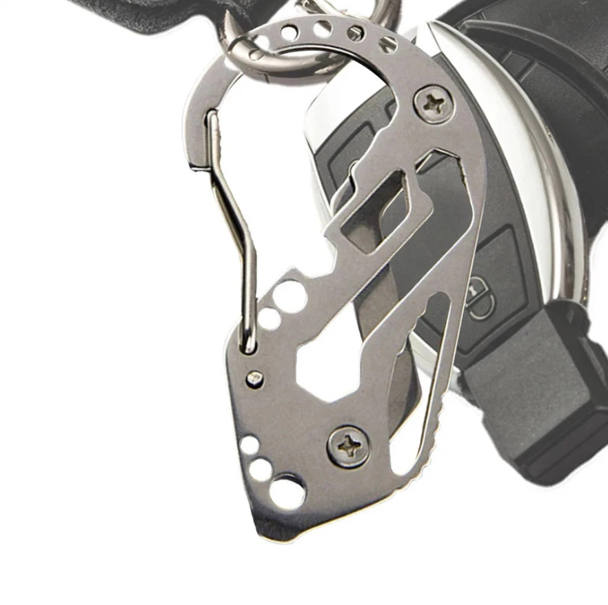 Stainless Multi Tool EDC Pocket Survival Carabiner Screwdriver Keychain Wrench**