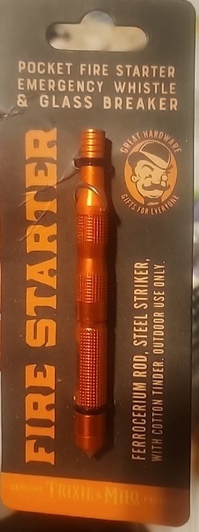 Trixie & Milo “Fire Starter” Ferrocerium rod, Whistle & Glass Breaker Multi-tool