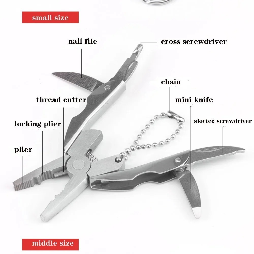 Portable Stainless Steel Multi Tool Pliers Knife Keychain Screwdriver Outdoor