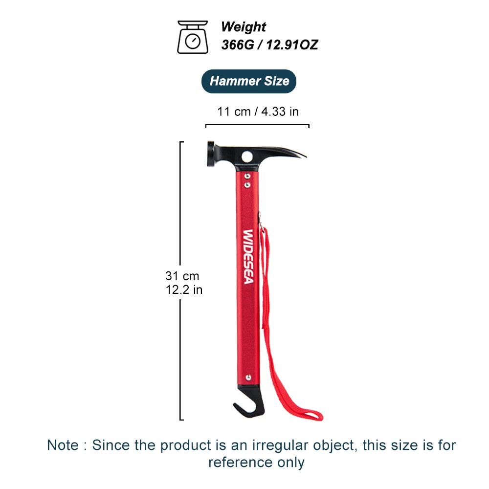 Aluminum Alloy Camping Nail Hammer Strong Durable Easy to Carry Multifunctional