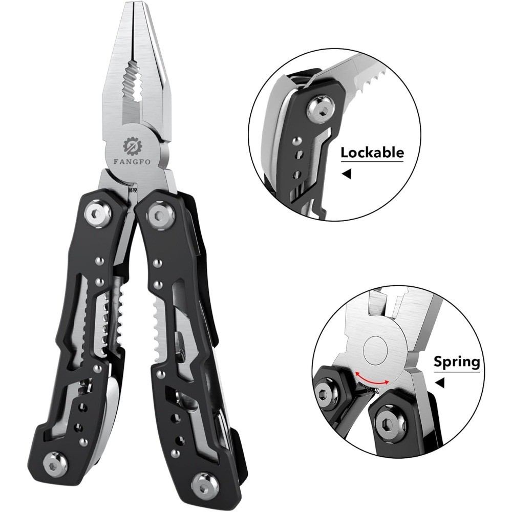 Professional 14-in-1 Stainless Steel Multitool Pliers with Safety Lock Knife