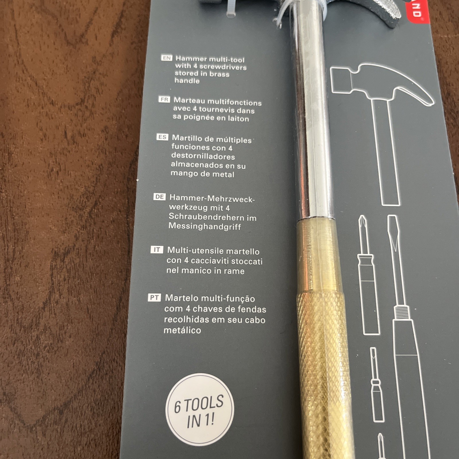 Kikkerland Handy Hammer Multi Tool 6 in 1 Screwdriver CD111 Gadget Gift Mens New