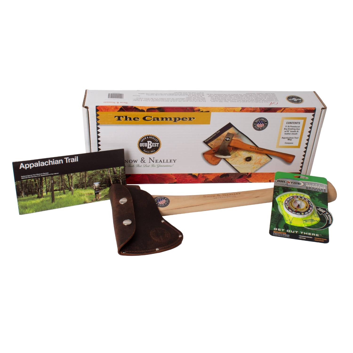 Snow & Nealley Camper Penobscot Bay Axe Boxed Gift Set, Sheath, Compass, and Map