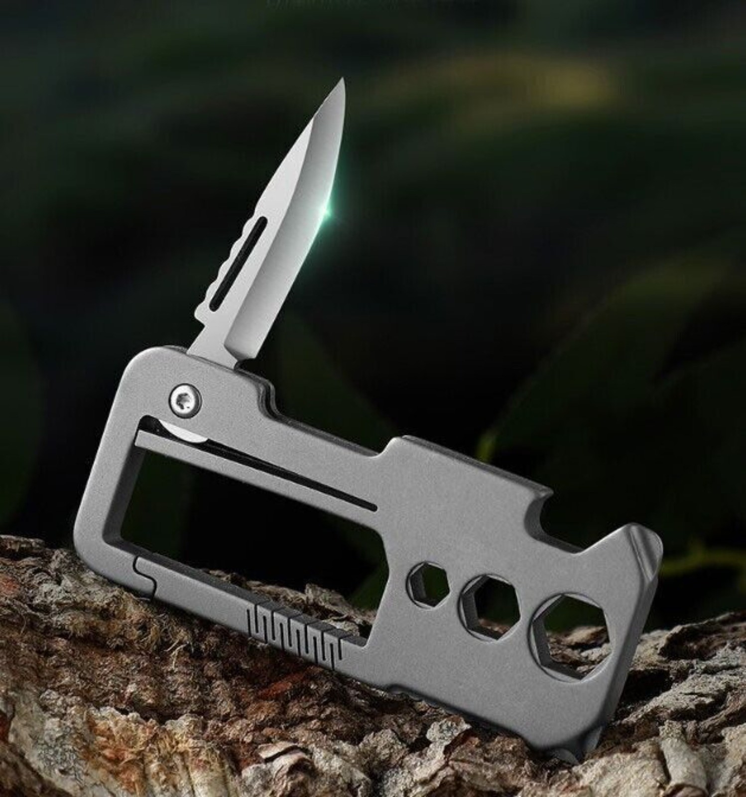 EDC Titanium Keychain Carabiner W/Knife Opener Screwdriver Outdoor Camping Tool