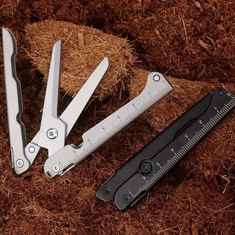 1pc Multifunctional Folding Stainless Steel Survival Scissors Portable EDC Tool
