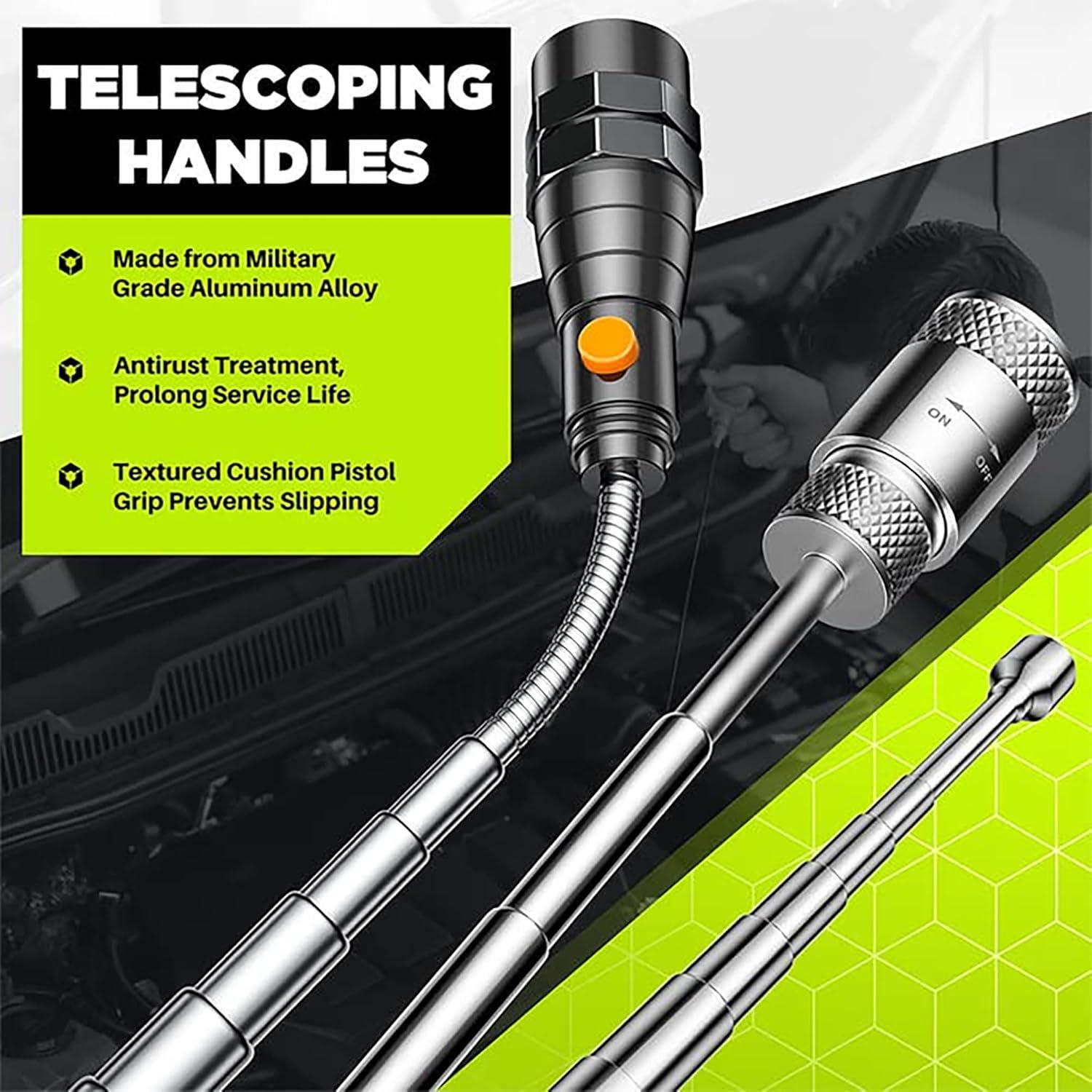 Telescoping Magnetic Pickup Tool Set-Extendable Magnet Flashlight With Gadgets