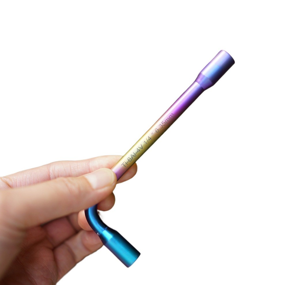 Gradient Rainbow Anodized TC4 Titanium Alloy L Shape Hex Wrench Tool 1/4 Inch