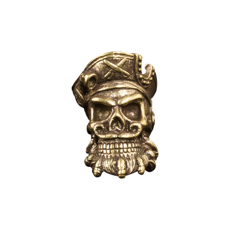 Outdoors DIY Brass Pirate Skull Knife Beads Lanyard Necklace Pendants EDC Tools