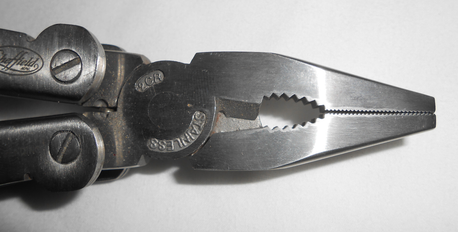 Sheffield 12-In-1 Multi Tool w/ Hardwood Handle Pliers Knife Blades Screwdrivers