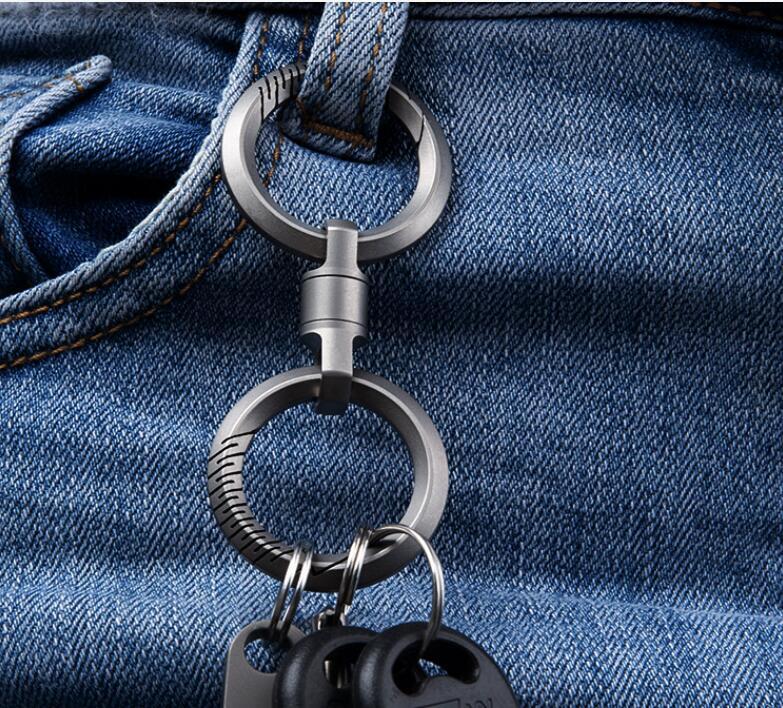 360° Flexible Rotation TC4 Titanium Car Key Hoop Ring EDC Keychain Buckle Tools