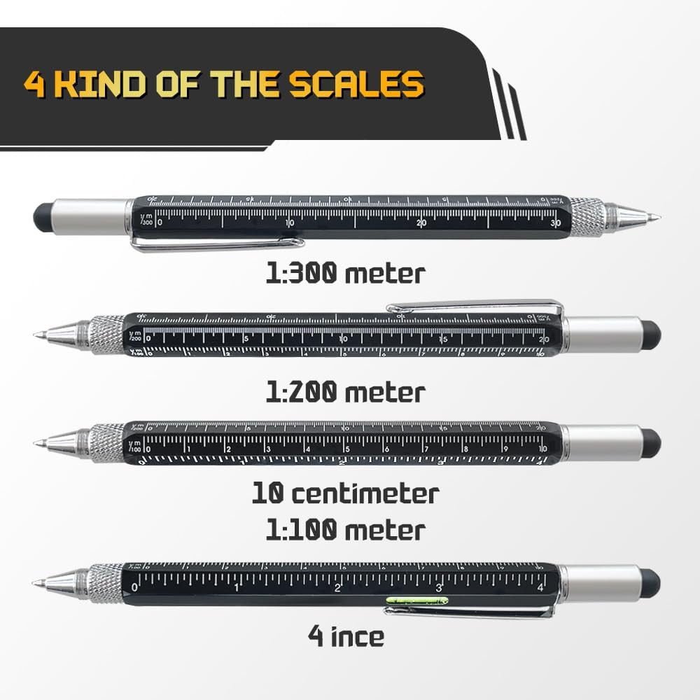 Stocking Stuffers for Men, 9 in 1 Multitool Pen 2Pcs and Refill 6Pcs, Unique Tec