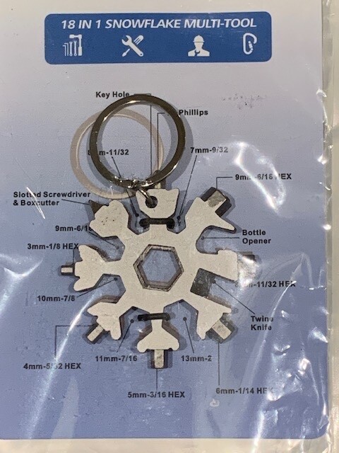 18 In 1 Snowflake Multi Tool Stainless Tool Screwdriver Key Chain NEW