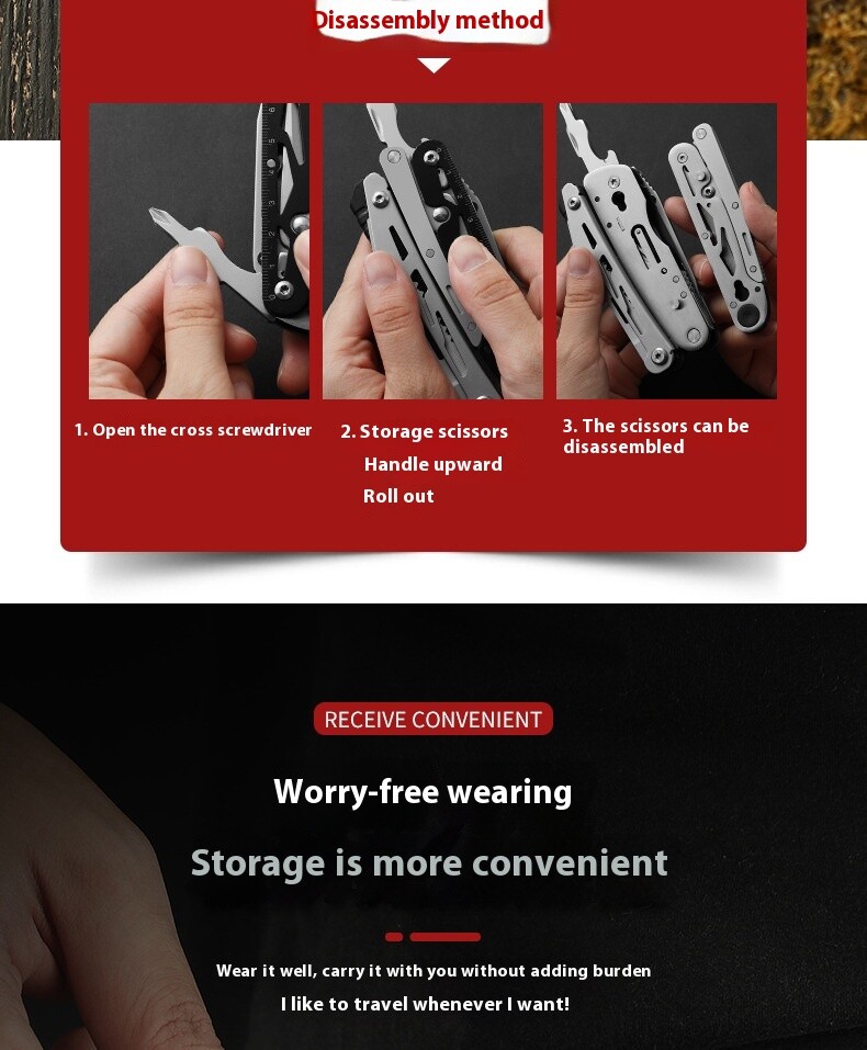 Outdoor Disassembly Portable Multi-function Storm Pliers Folding Pliers