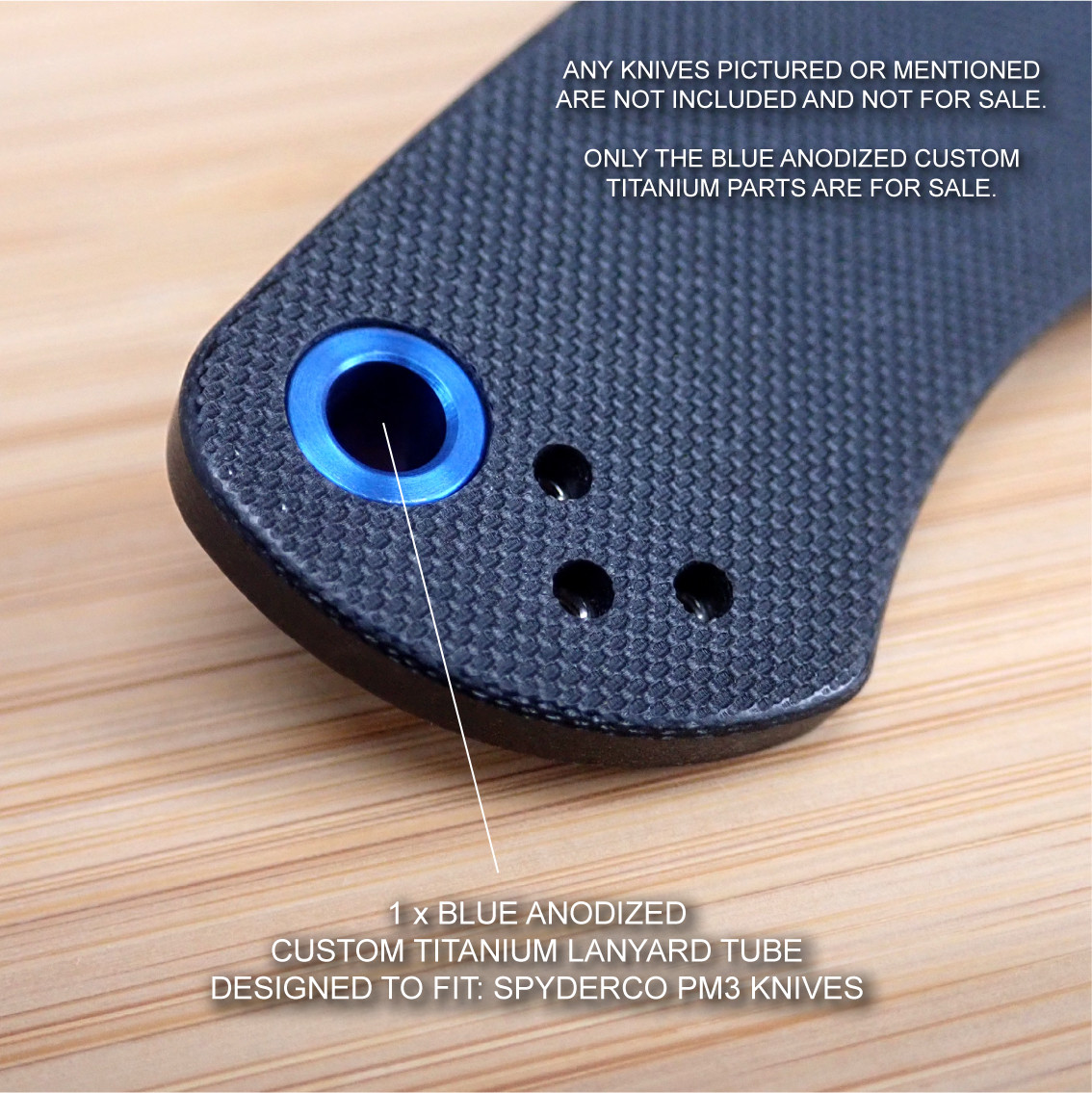 Spyderco Paramilitary Para 3 PM3 Custom BLUE Titanium Pin Standoff Lanyard Tube