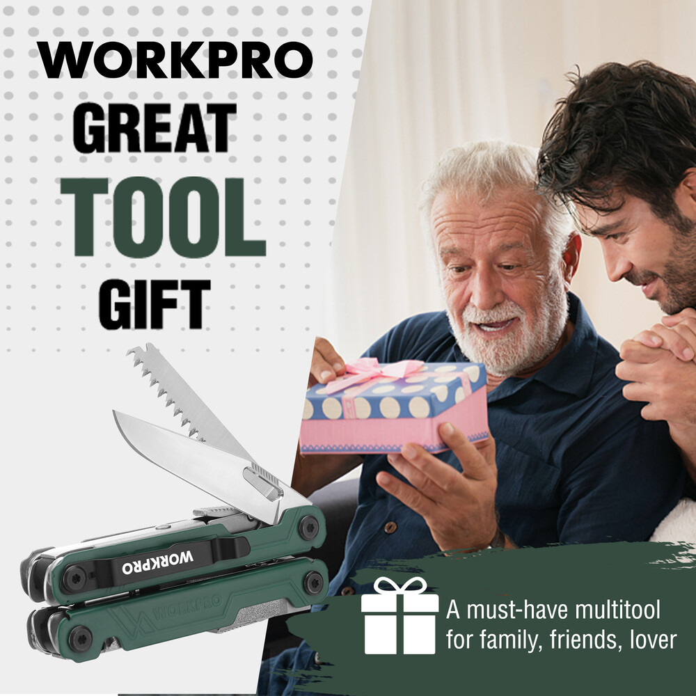 WORKPRO 18-in-1 Multi Tool Plier Stainless Steel Multitool Pocket Knife w/2 Lock