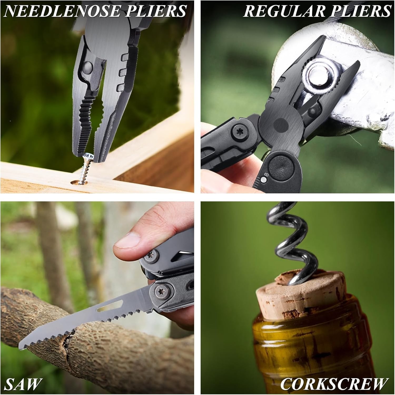 18-In-1 Multitool Pocket Knife with Pliers, Saw, Corkscrew & Detachable Scissors