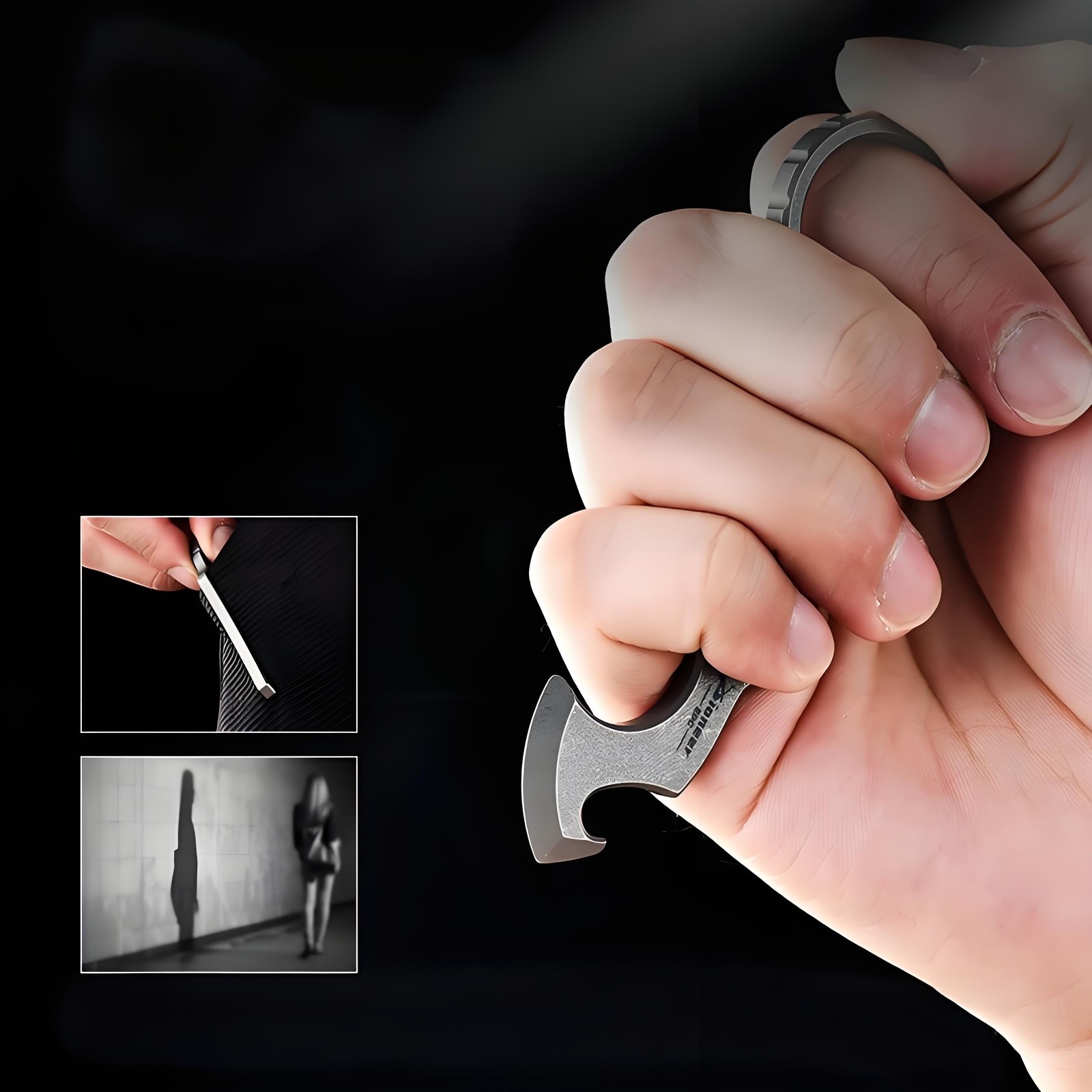 Titanium Alloy EDC Finger Ring Pry Bar Multi Tool Outdoor Survival Gear