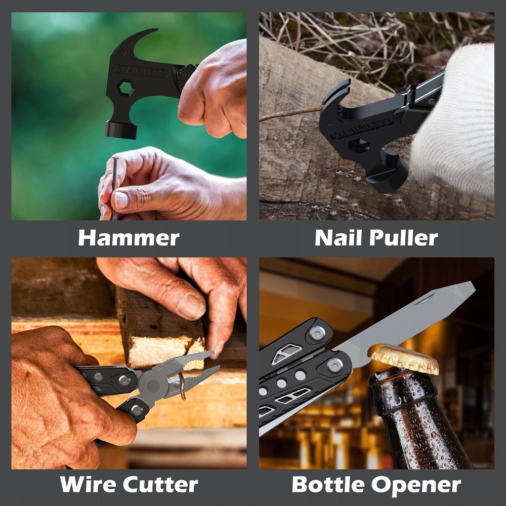 Heavy Duty 14-in-1 Multitool for Hiking, Fishing, DIY Projects – Stainless Steel