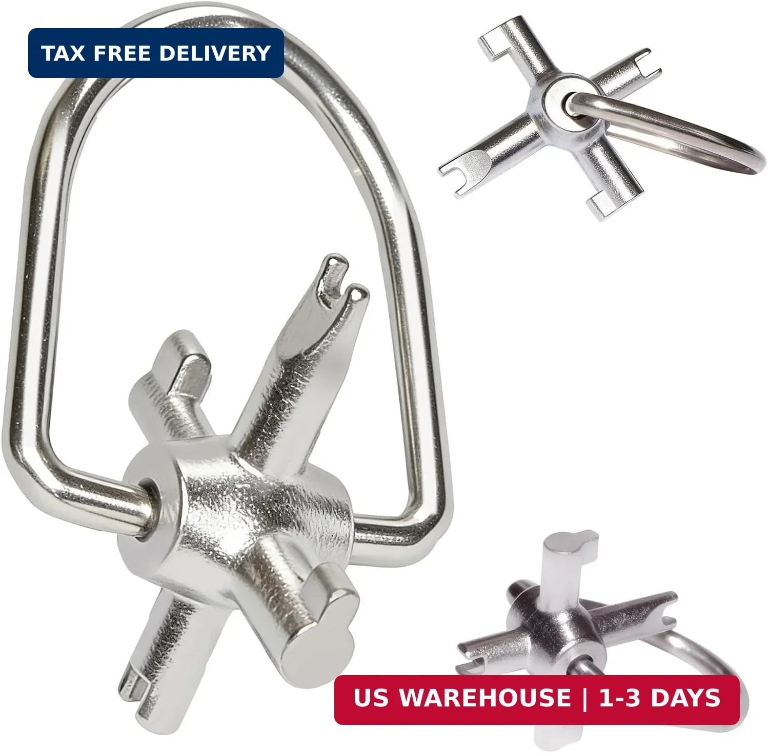 HVAC Tools, Locking Cap Key for Refrigerant Safety Caps, Universal Triple Use Mu