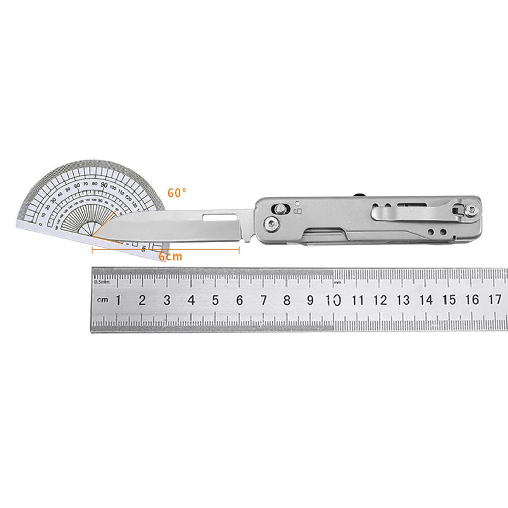 Compact Flat 15-in-1 Multi Tool Detachable Scissors Shears Knife Clip Outdoor