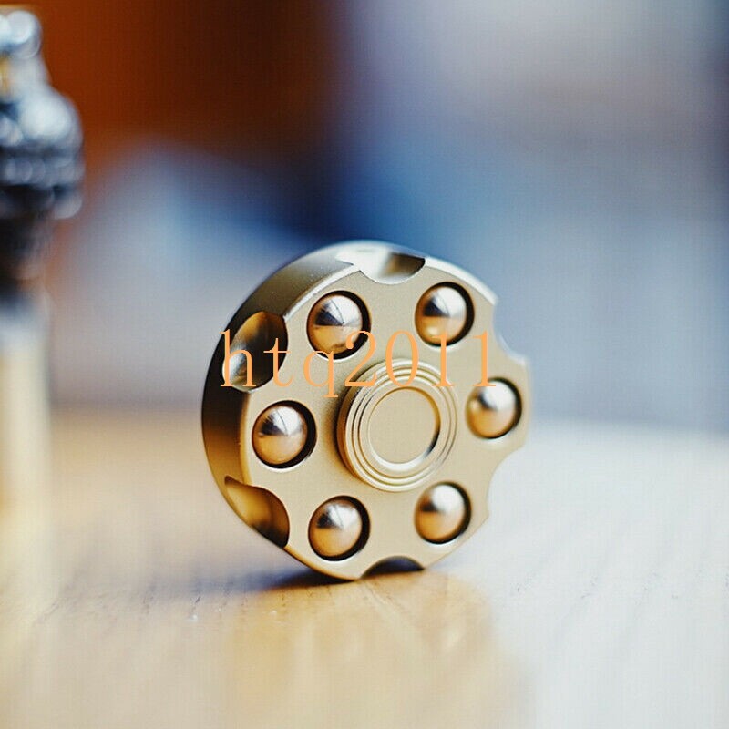 EDC Desk Toy Brass Revolver Bullets Finger Spinner Top Hand Fidget Pocket