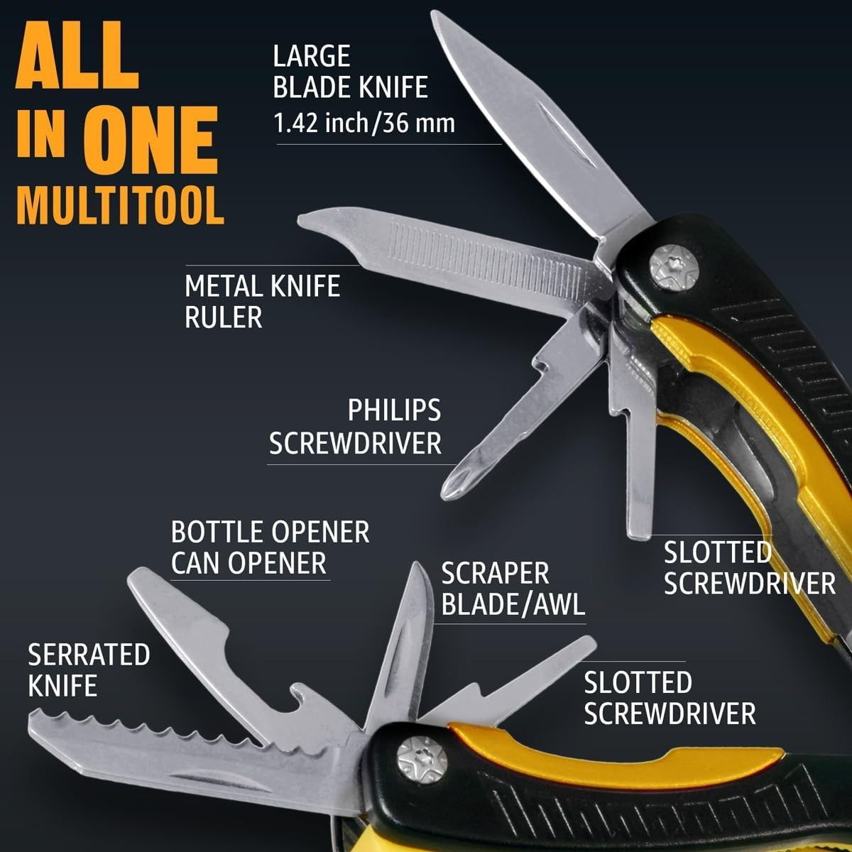 High-Quality Mini 12-in-1 Multitool Knife with Nylon Sheath – For All Activities