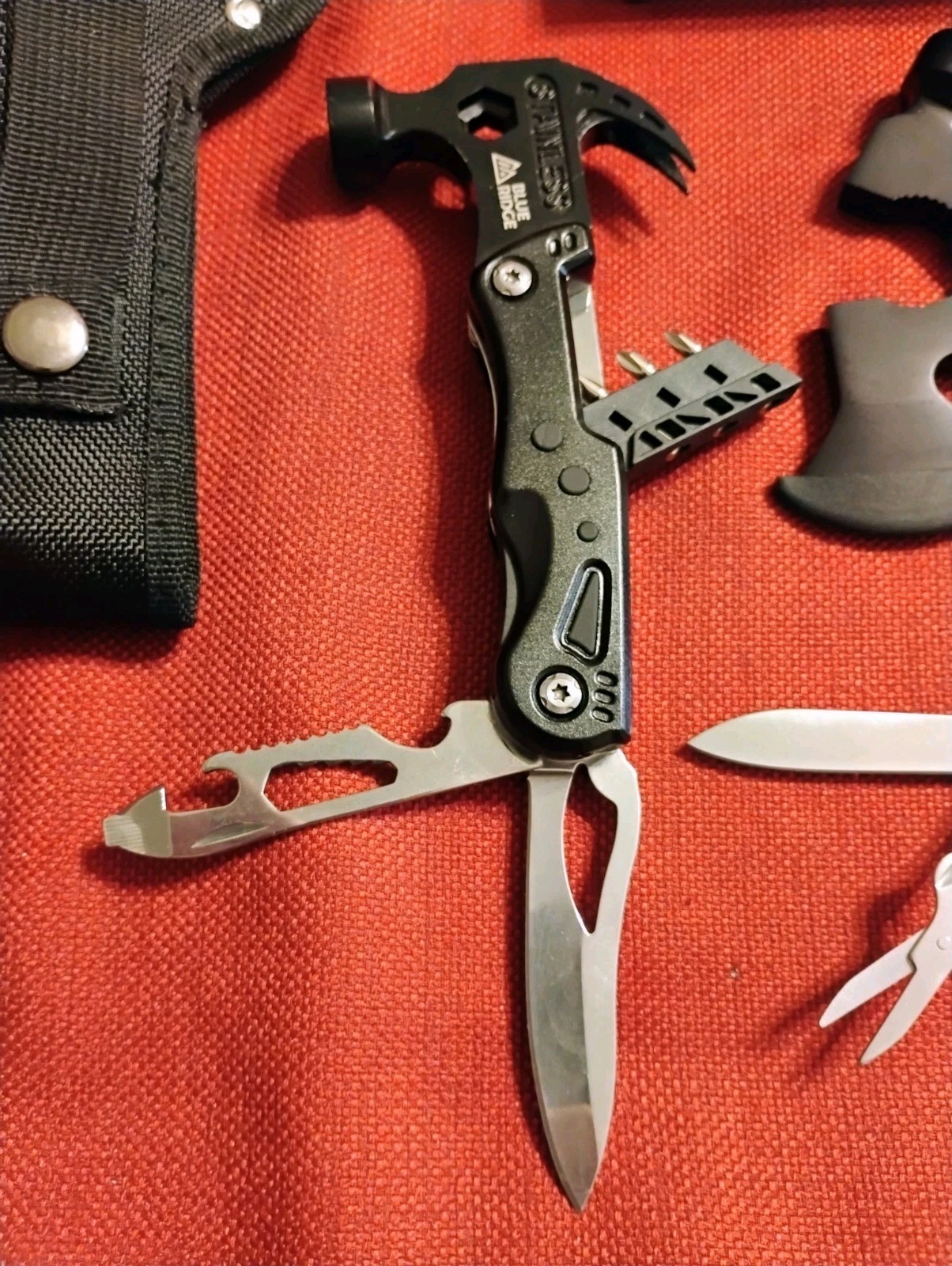 New multitool knife 3pc lot: Blue Ridge hammer & hatchet, camping EDC survival