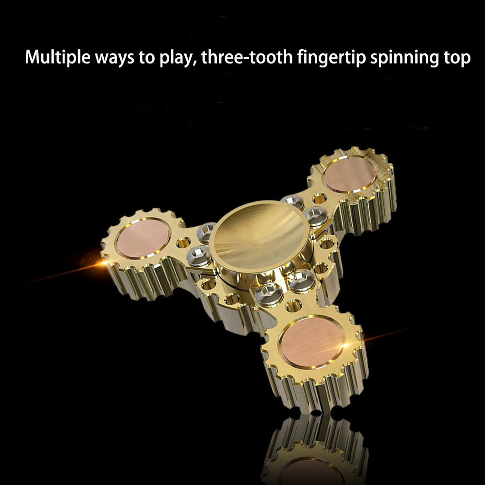 EDC Gear Brass Gyroscope Toy Fingertips Spinning Top Gearwheel DIY Gyro Toy Gift