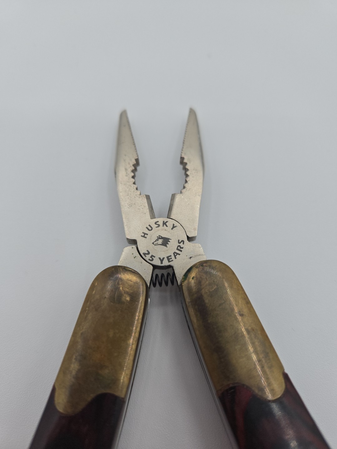 HUSKY 25 Years 25th Edition Multi Tool Camping Brass Wood Pocket Knife Pliers