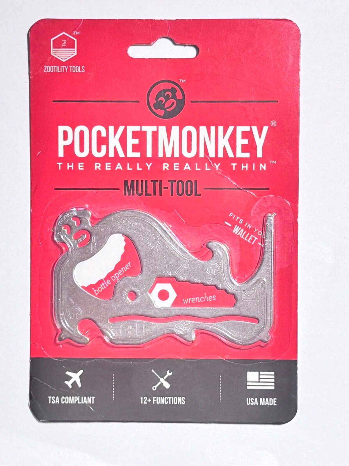 Zootility Tools PocketMonkey Wallet Size Multi Tool – Silver