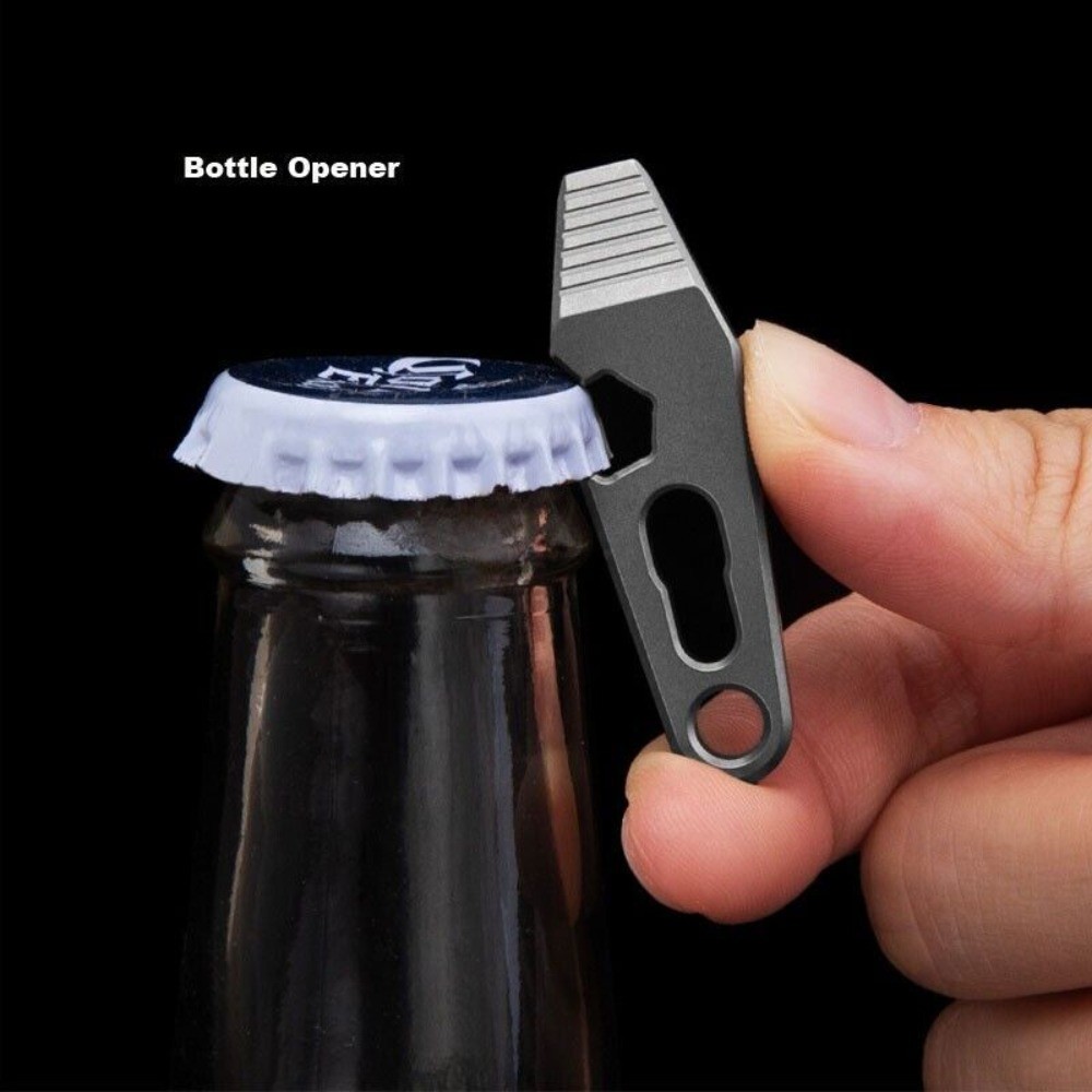 EDC Mini Titanium Alloy Keychain Multi Tool Pocket Pry Bar Crowbar Opener Cutter