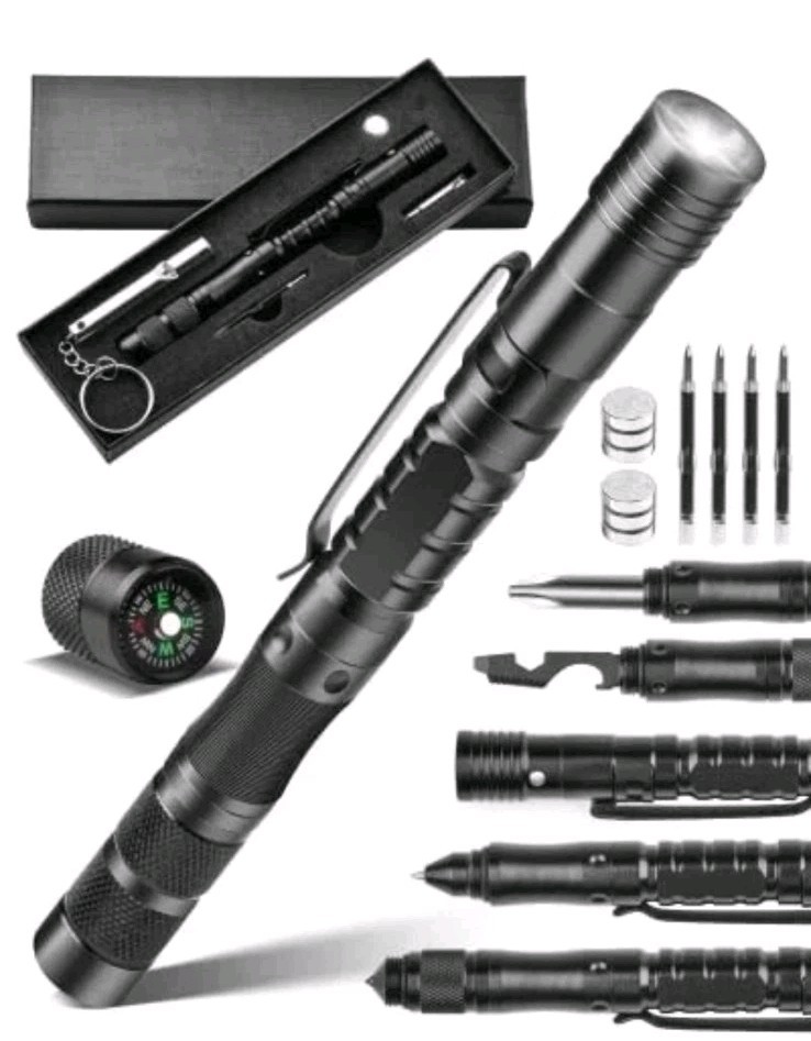 Stocking Stuffers Gifts for Men, 12-IN-1 Tactical Pen Multitool Pen Survival