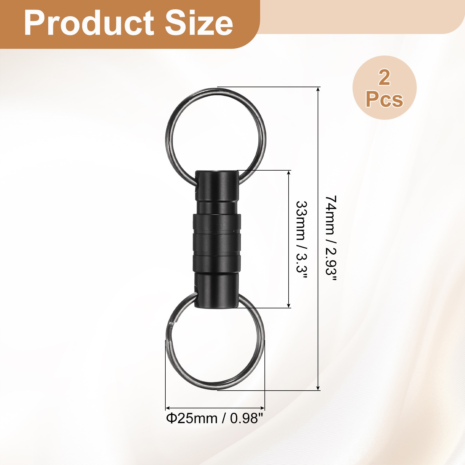 Quick Release Keychain, 2Pcs Detachable Pull Apart Key Rings Clip, Black