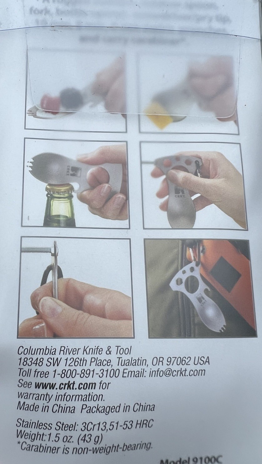 Brand New CRKT Eat’N Tool Stainless Steel Bottle Opener Fork Wrench Hiking Camp
