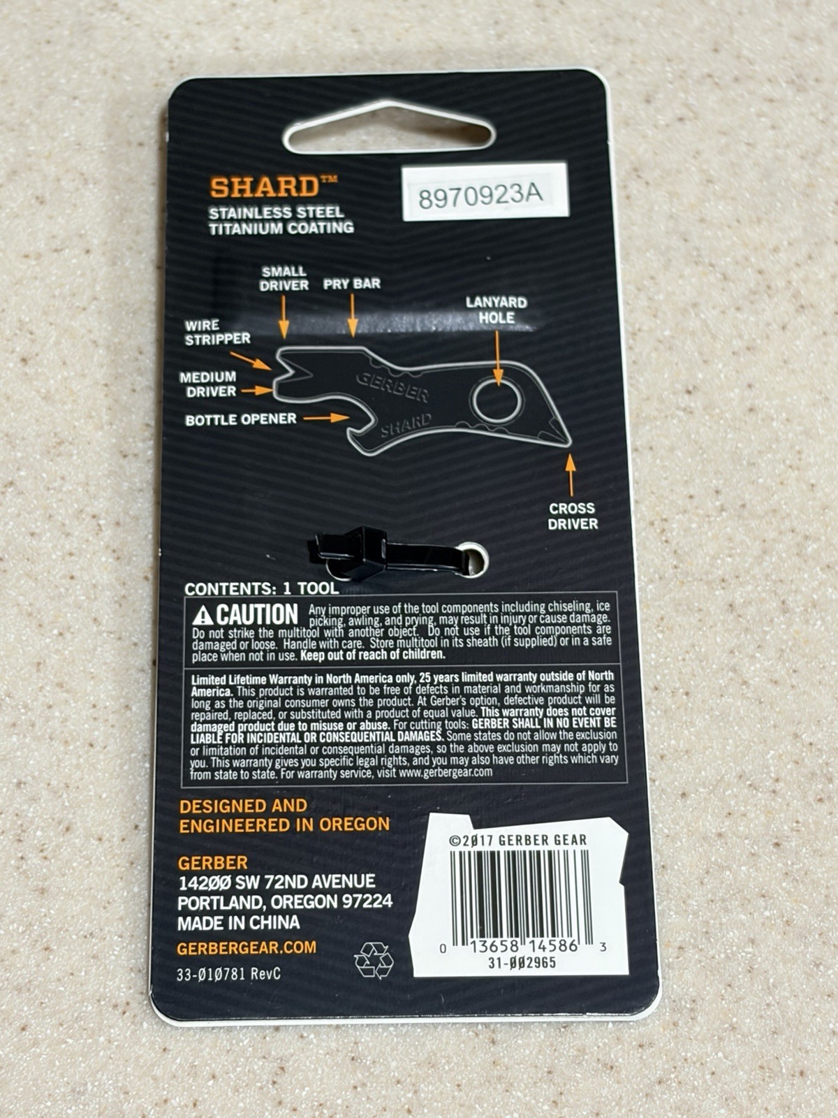 Gerber Shard Mini Multi-Tool Keychain 7 Tool Functions