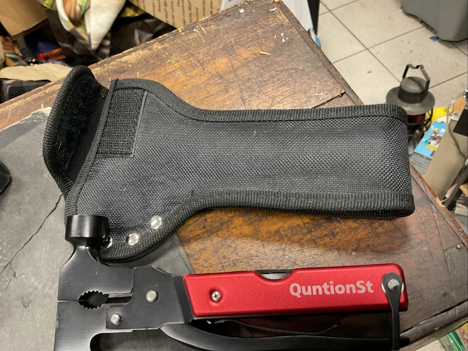 NEW Quntionst 16-In-1 Camping Emergency Survival Multitool + Sheath BLACK & RED