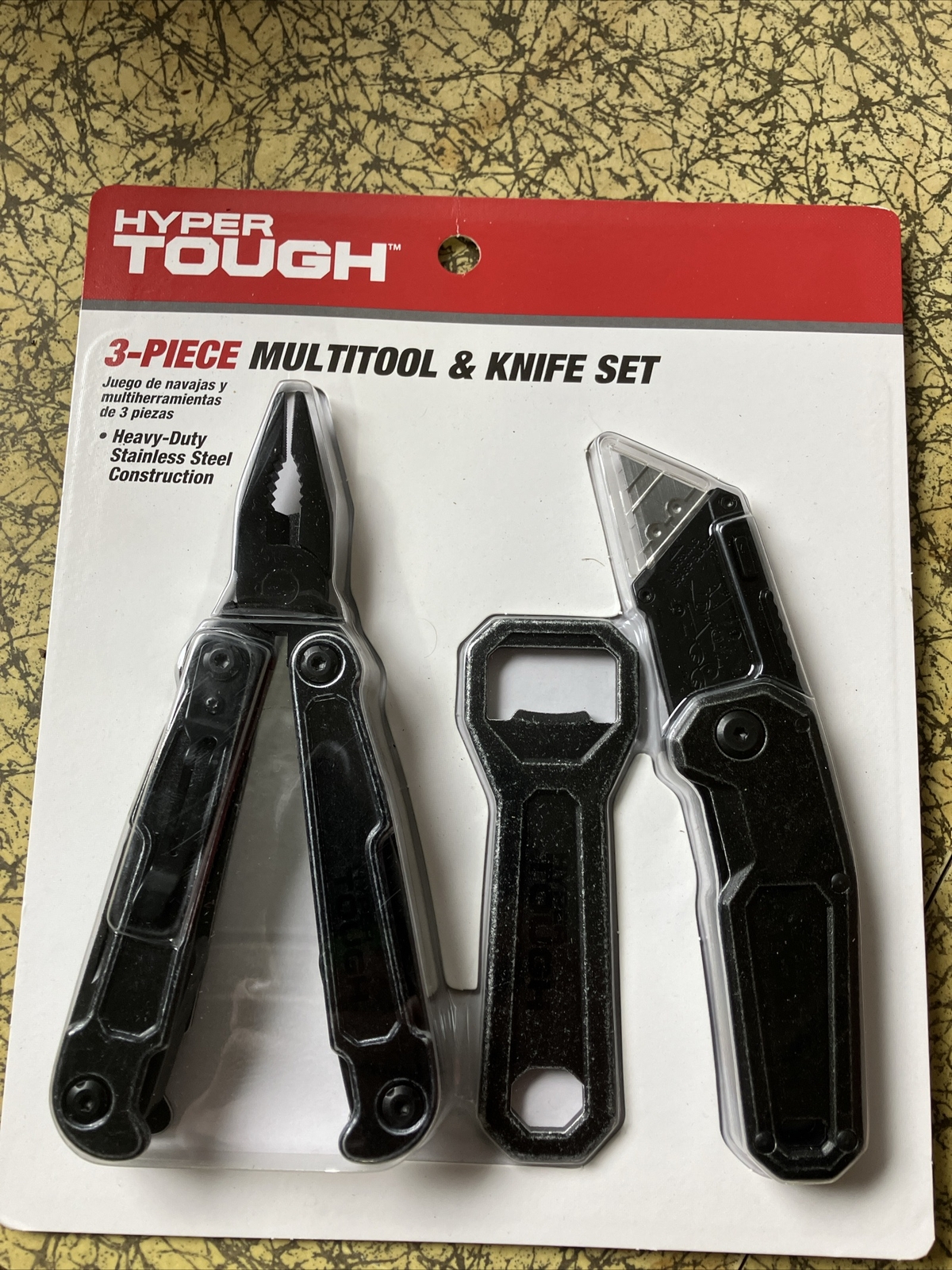 Hyper Tough 3 Piece Multi Tool /Bottle Opener And Knife Set / Stainless Steel