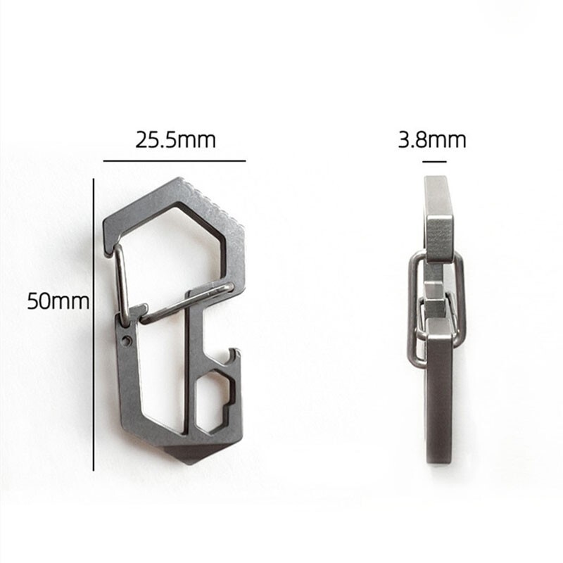EDC Titanium Alloy Multi Tools Keychain Carabiner Bottle Opener Crowbar Tool