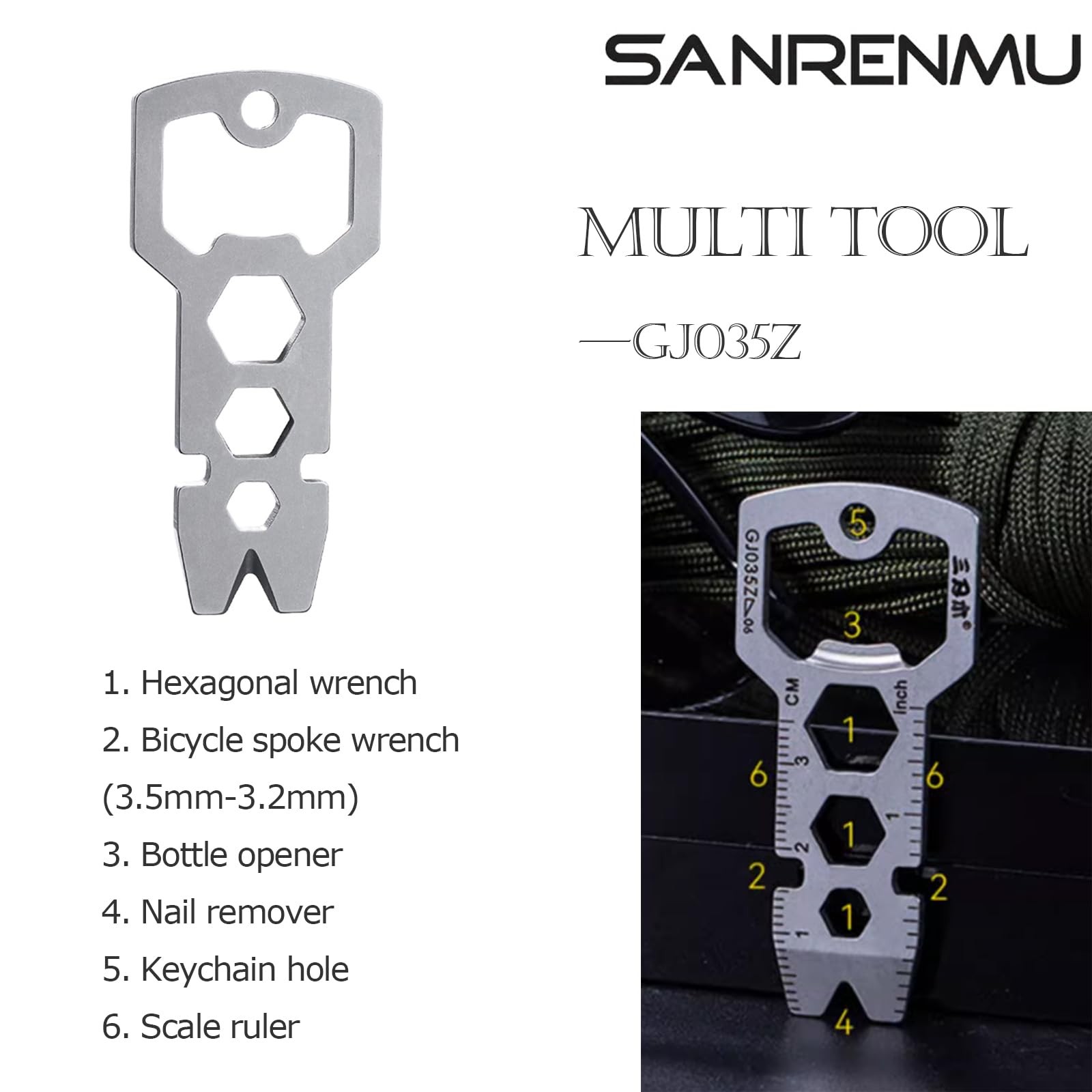 Pry Bar with Bottle Opener Inch/CM Ruler Wrench Multi Function M…