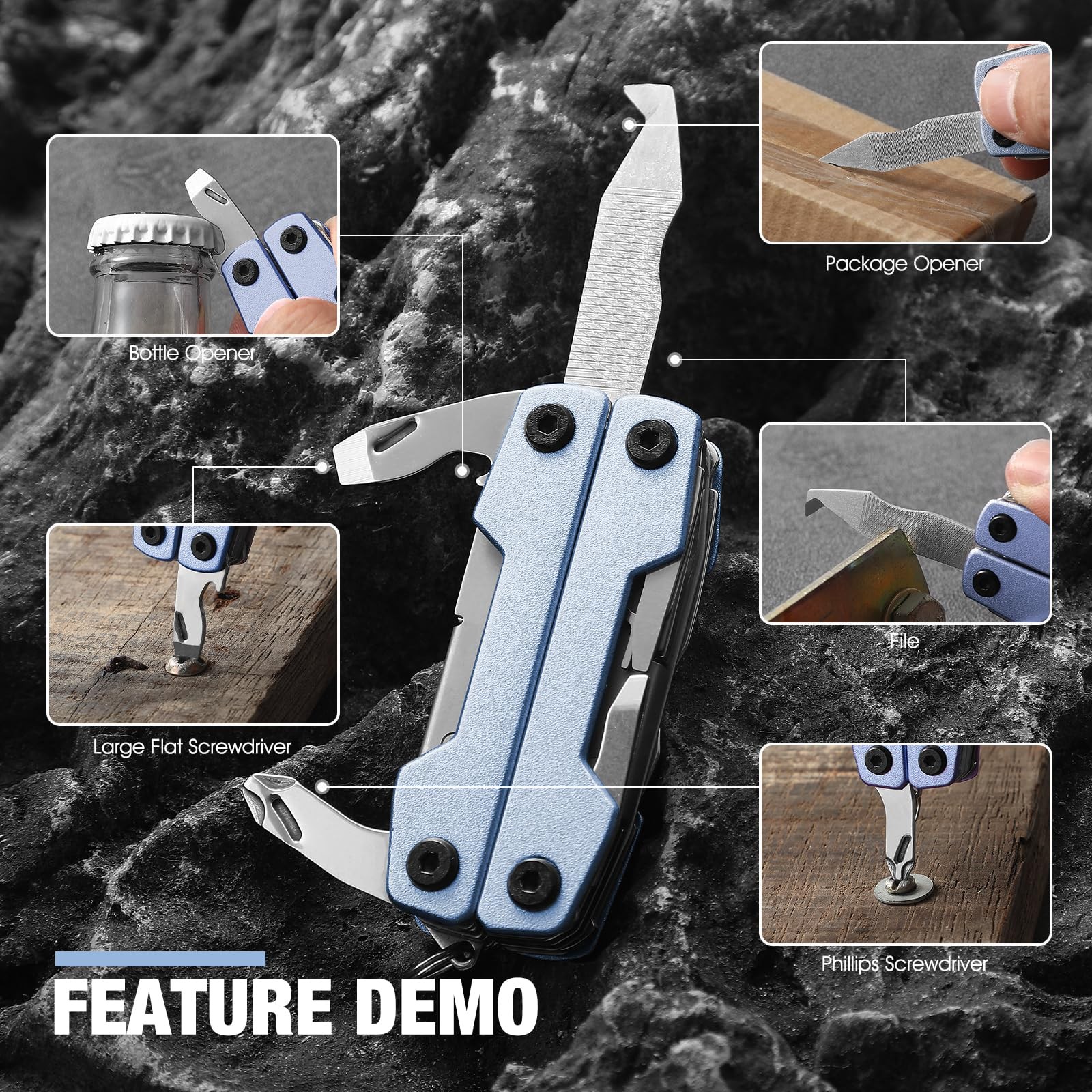 Multitool with Pocket Knife,Gifts for Men and Women, 11-in-1 Mini EDC Multito…