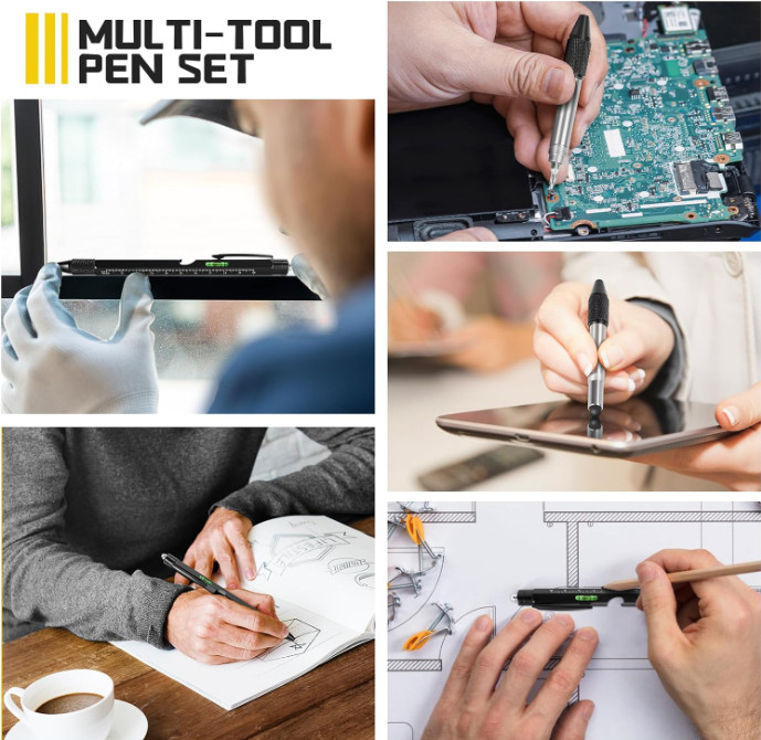 Multi-Tool Pen 9-in-1 + Keychain Gift Set – Birthday Present for Dad or Husband
