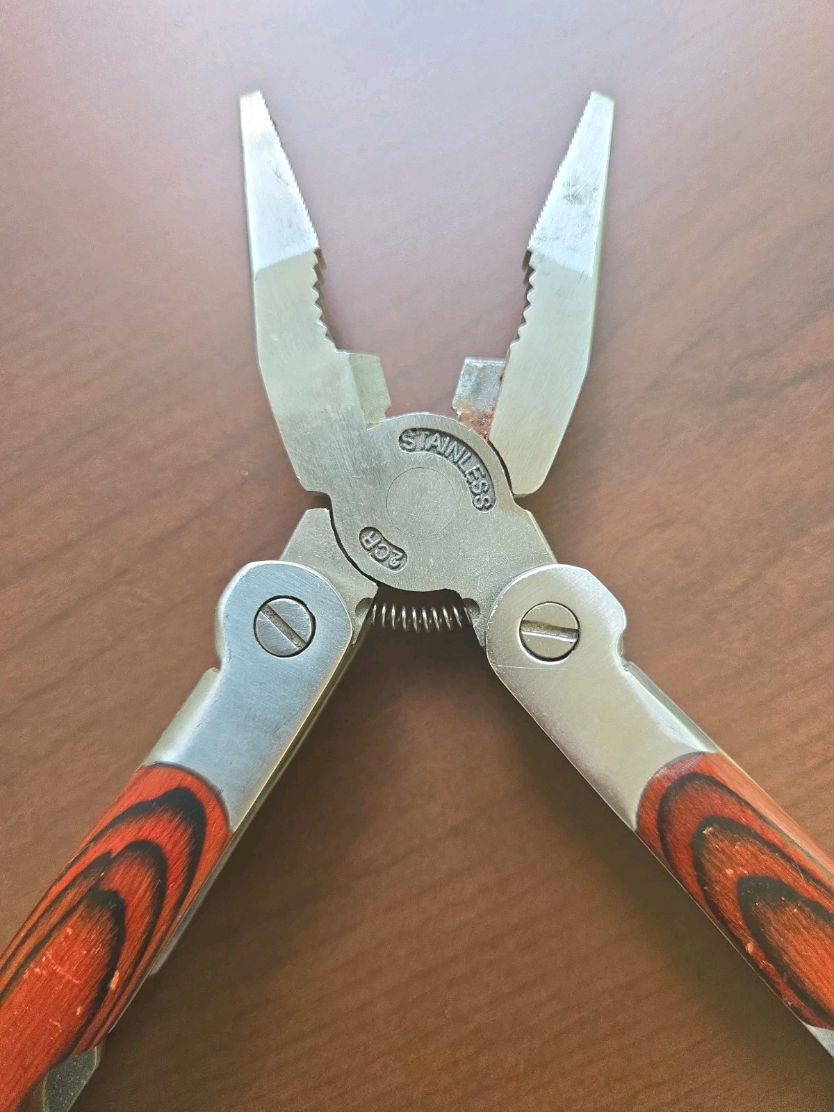 14-in-1 Multi Tool Pliers Stainless 2Cr Steel Wood Handle Pocket Knife Saw