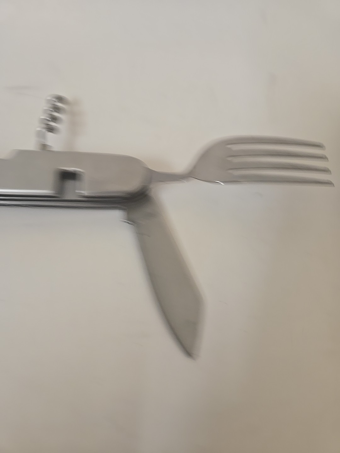 RARE VINTAGE CRIVIT CB-7429 FOLDING TRAVELING CAMPING EATING MULTI-TOOL SILVER