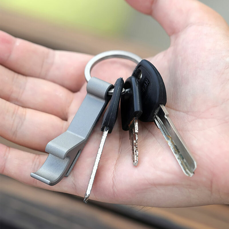 CNC Titanium Alloy Bottle Opener Key Chain Pendant EDC Tool with 25mm Key Ring