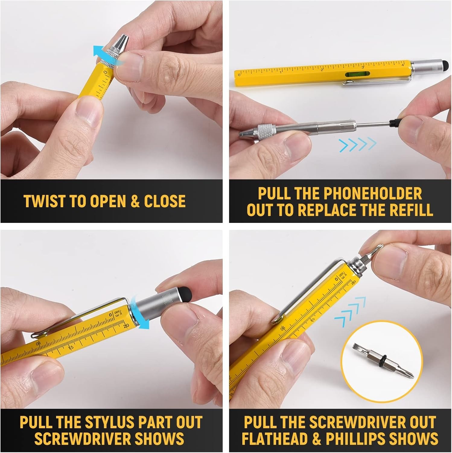 6 in 1 Multitool Pen Cool Gadgets Gift for Men Dad Husband Birthday Valentines