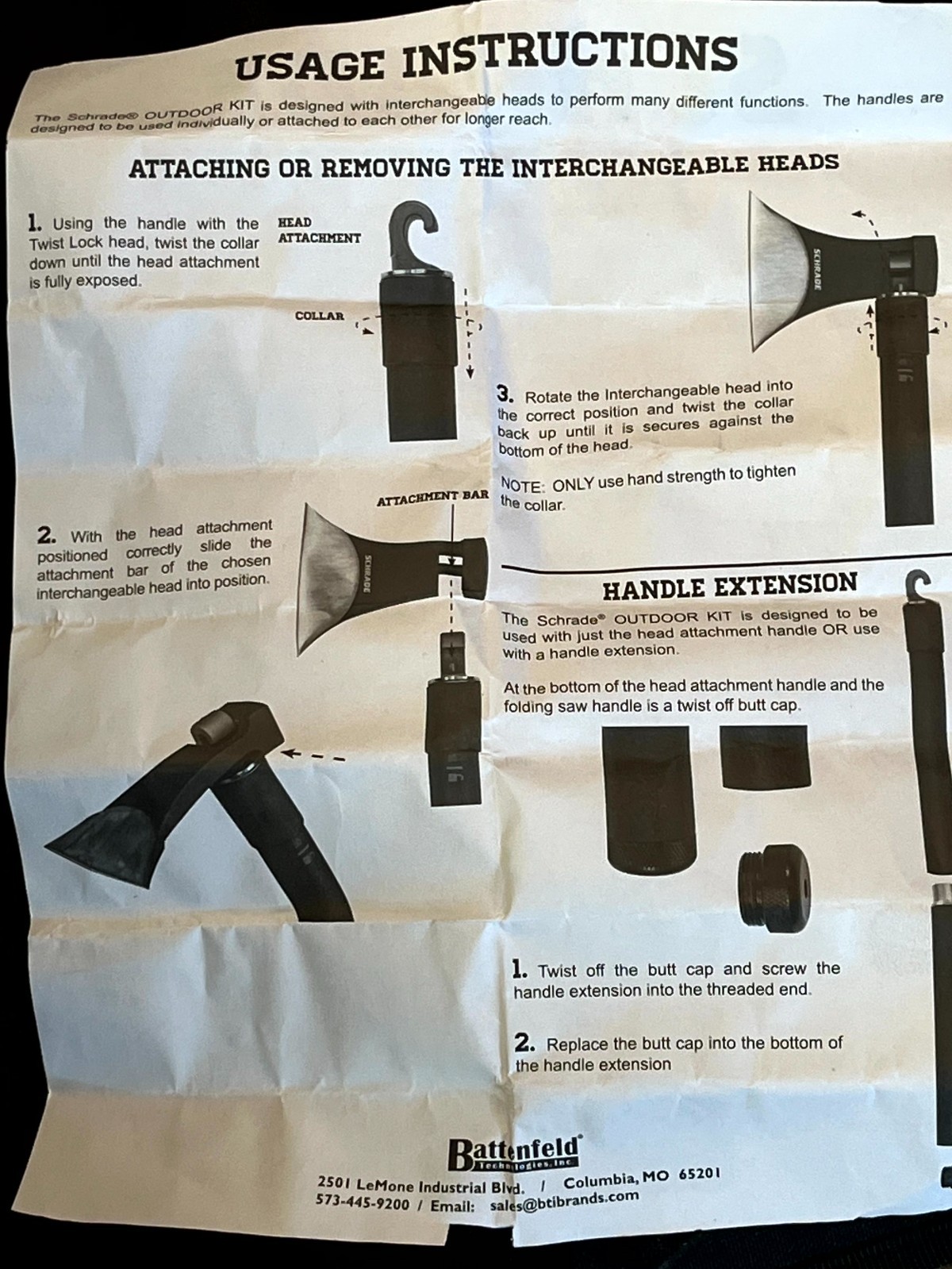 Schrade #1084299 Outdoor Survival Tool Set Axe Shovel Pick Saw with Folding Case